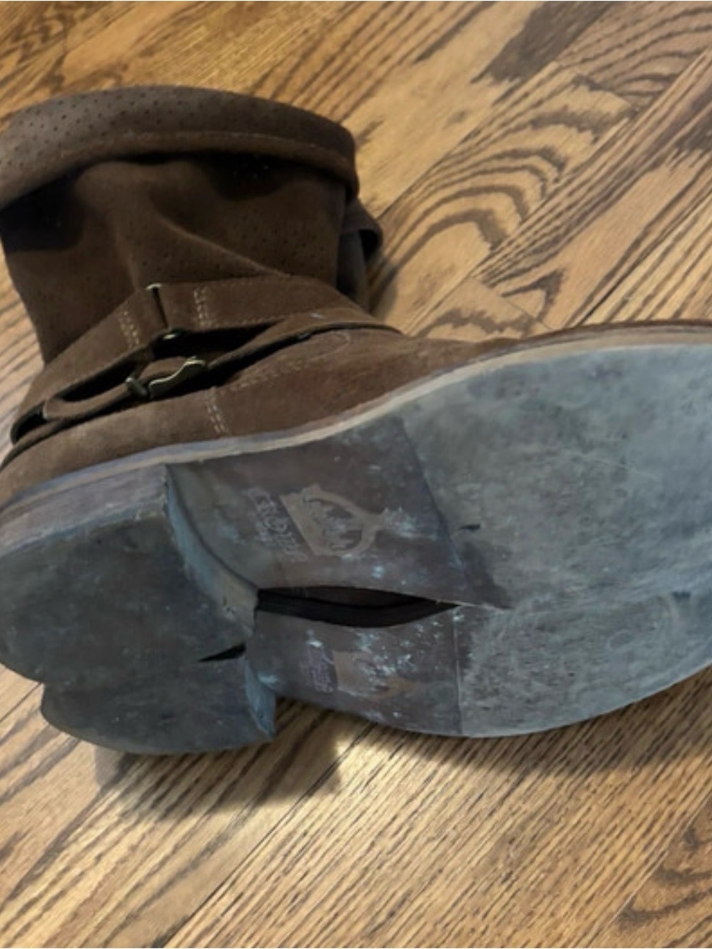 crown vintage brown suede buckle boots - Picture 5 of 10